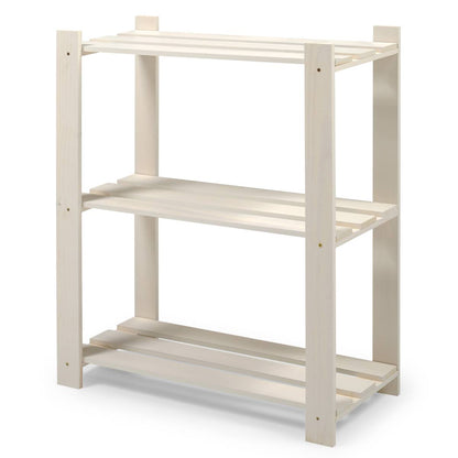 3 Shelf Slatted Storage Unit White | Furniture Dash