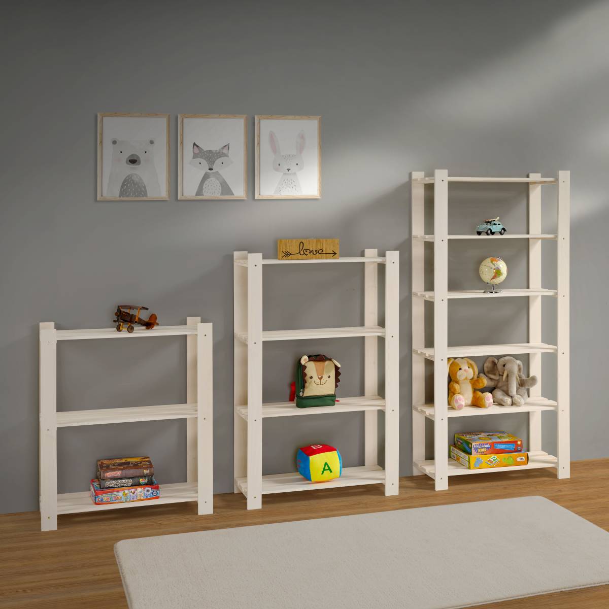 3 Shelf Slatted Storage Unit White | Furniture Dash