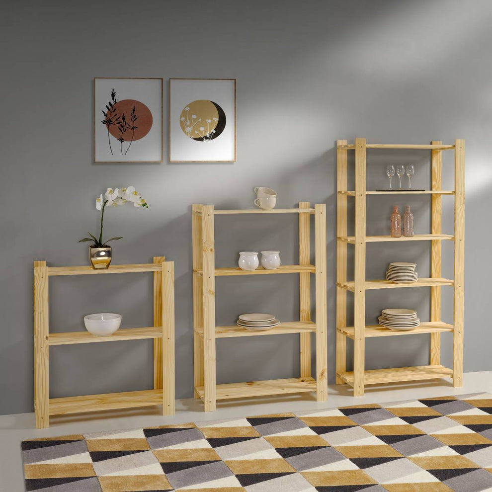 Slatted Shelf Rack 3 Shelf Slatted Organizer Natural | Furniture Dash