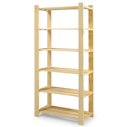6 Shelf Slatted Storage Unit Natural | Furniture Dash