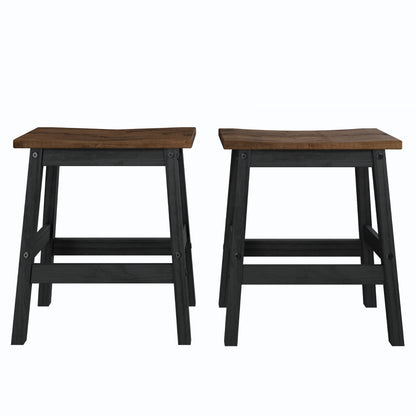 Wood Set of 2 Kitchen Stools Harvest Black | Furniture Dash