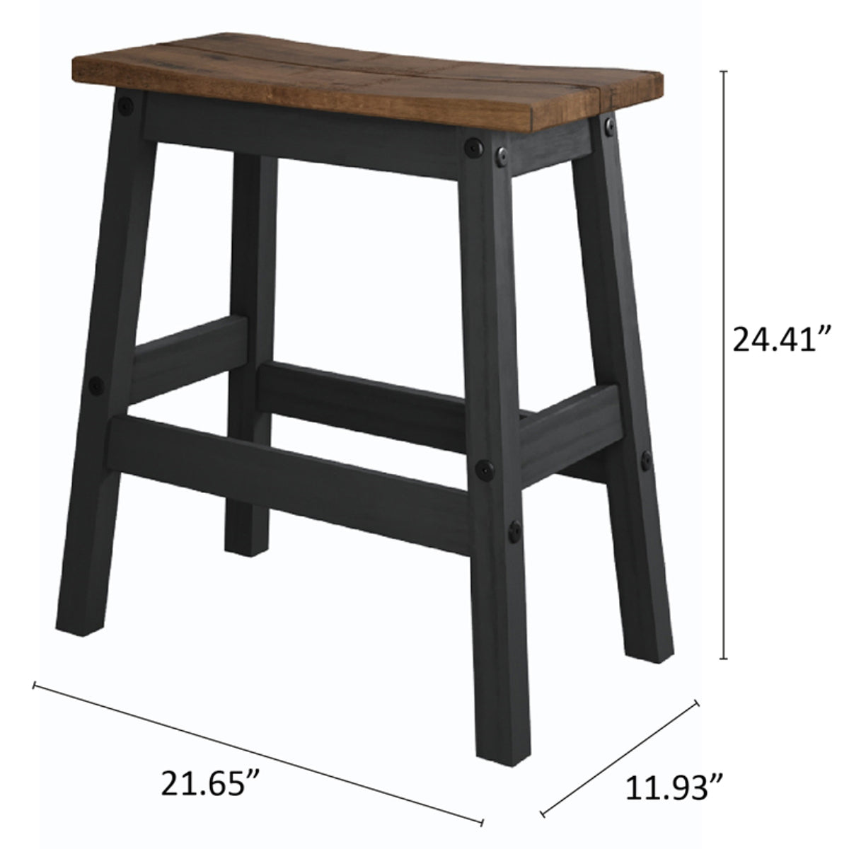 Wood Set of 2 Kitchen Stools Harvest Black | Furniture Dash
