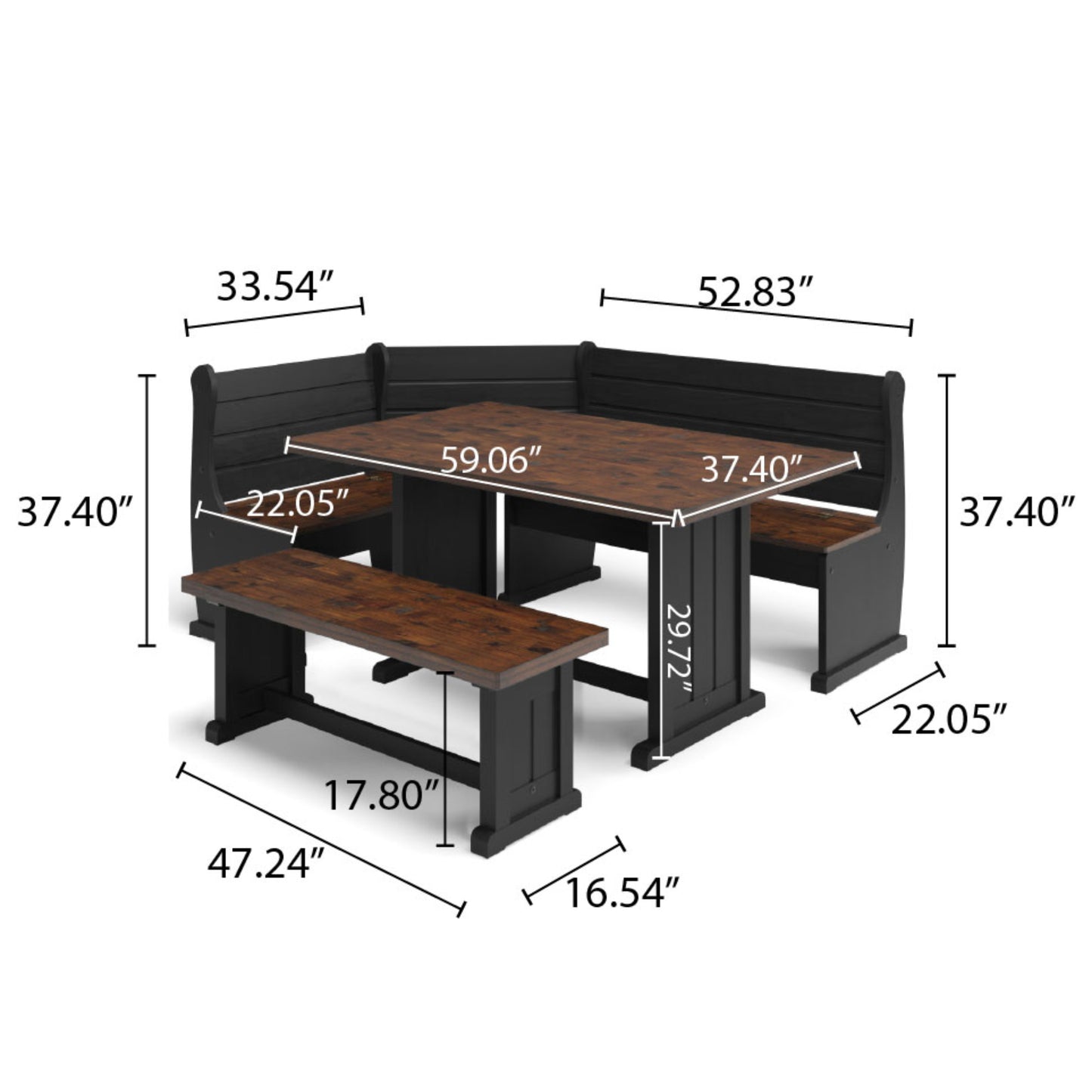 Corner Dining Set Harvest Black | Furniture Dash
