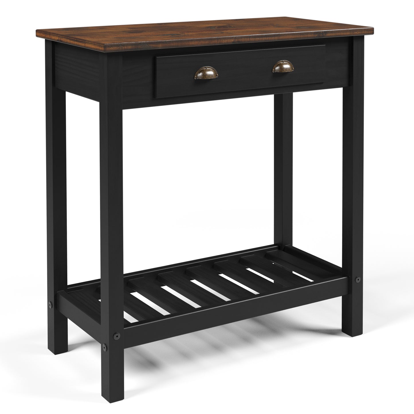 Wood Hall Table Console 1 Drawer Harvest Black | Furniture Dash