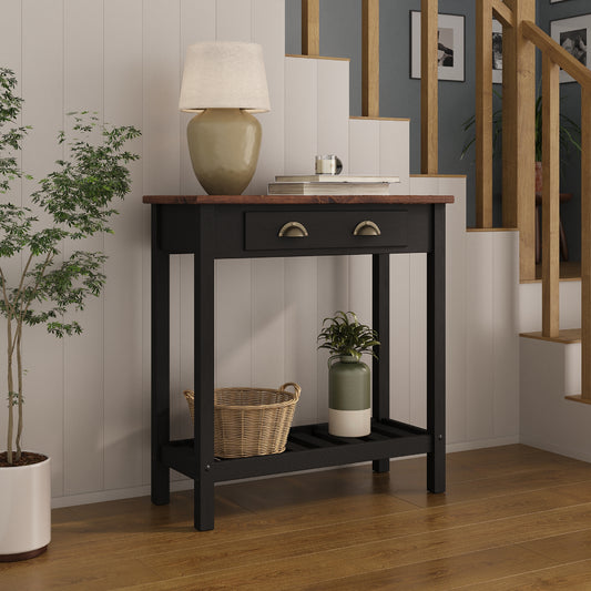 Wood Hall Table Console 1 Drawer Harvest Black | Furniture Dash