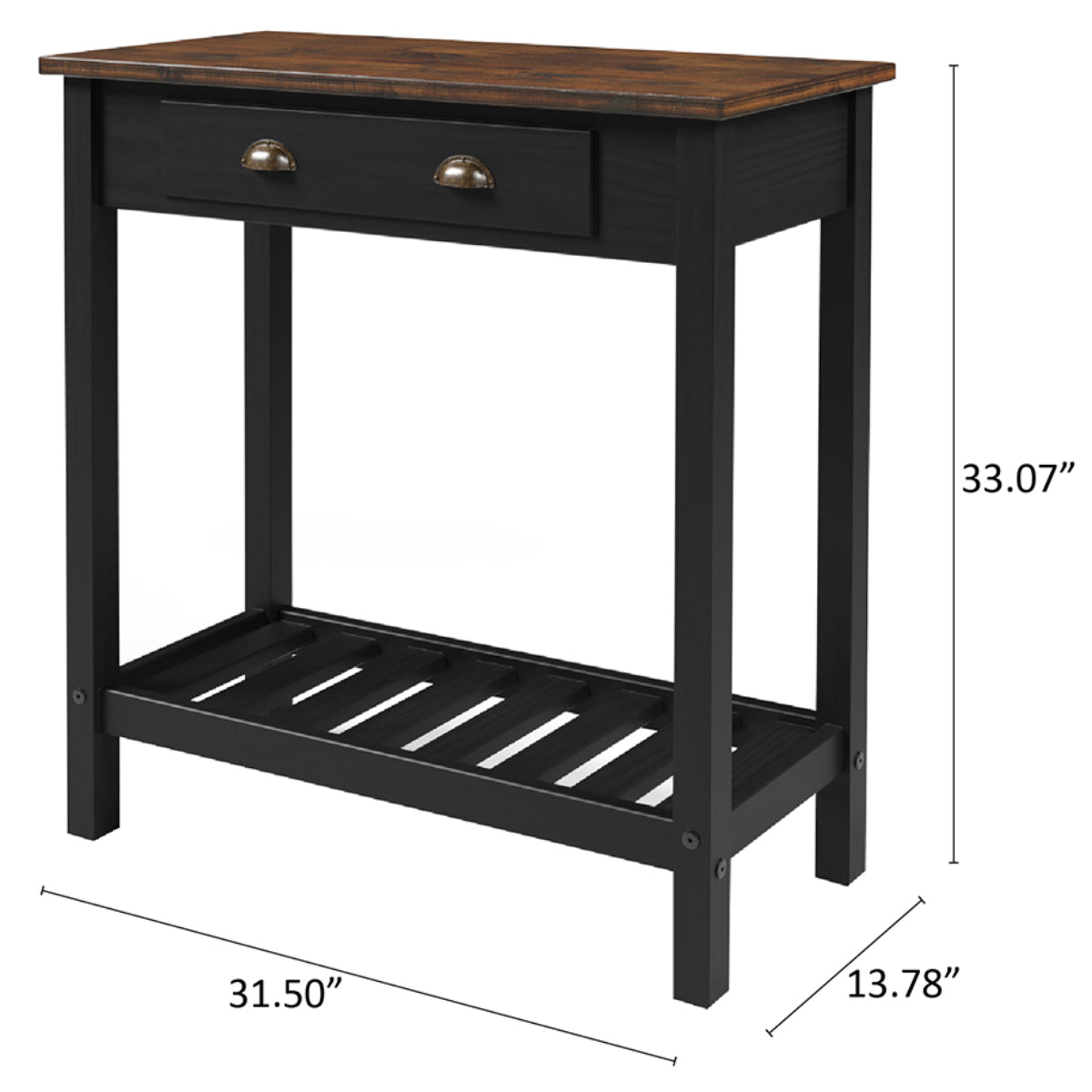 Wood Hall Table Console 1 Drawer Harvest Black | Furniture Dash