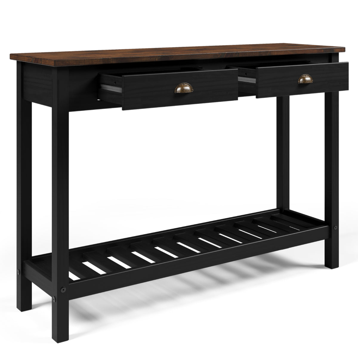 Wood Hall Table Console 2 Drawers Harvest Black | Furniture Dash