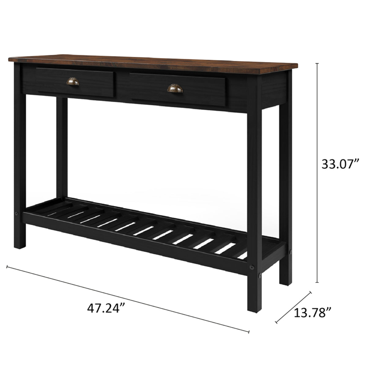 Wood Hall Table Console 2 Drawers Harvest Black | Furniture Dash