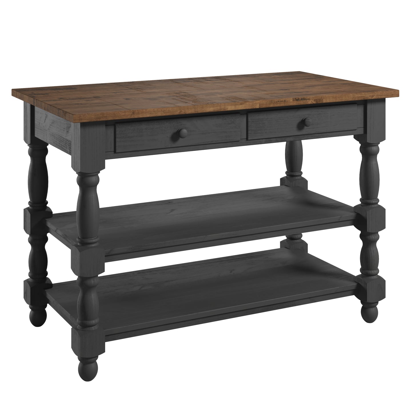 Wood Kitchen Island  2 Drawers 2 Shelf Black | Furniture Dash