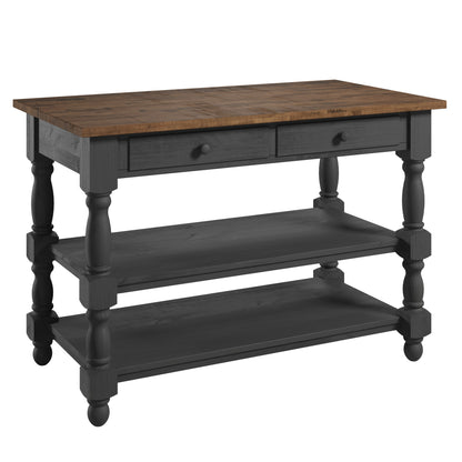 Wood Kitchen Island  2 Drawers 2 Shelf Black | Furniture Dash