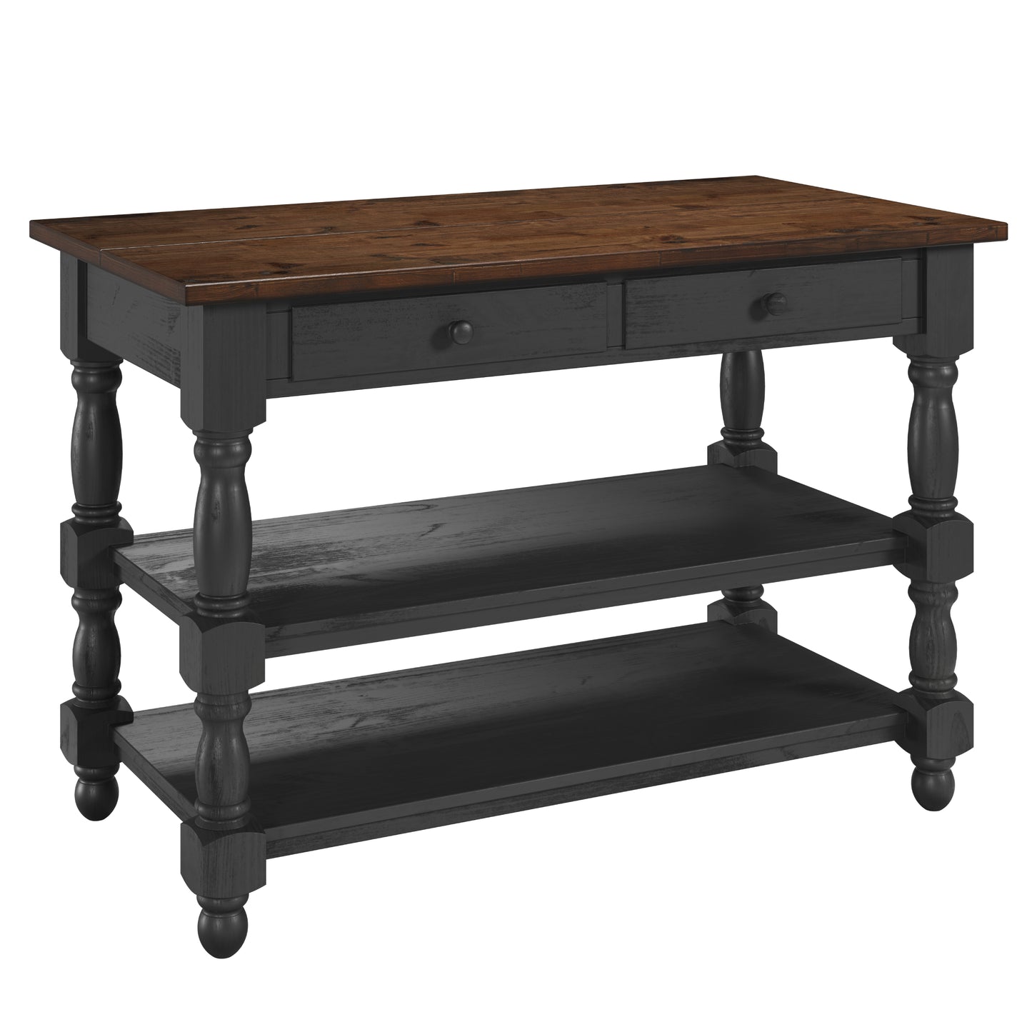 Wood Kitchen Island  2 Drawers 2 Shelf Black | Furniture Dash