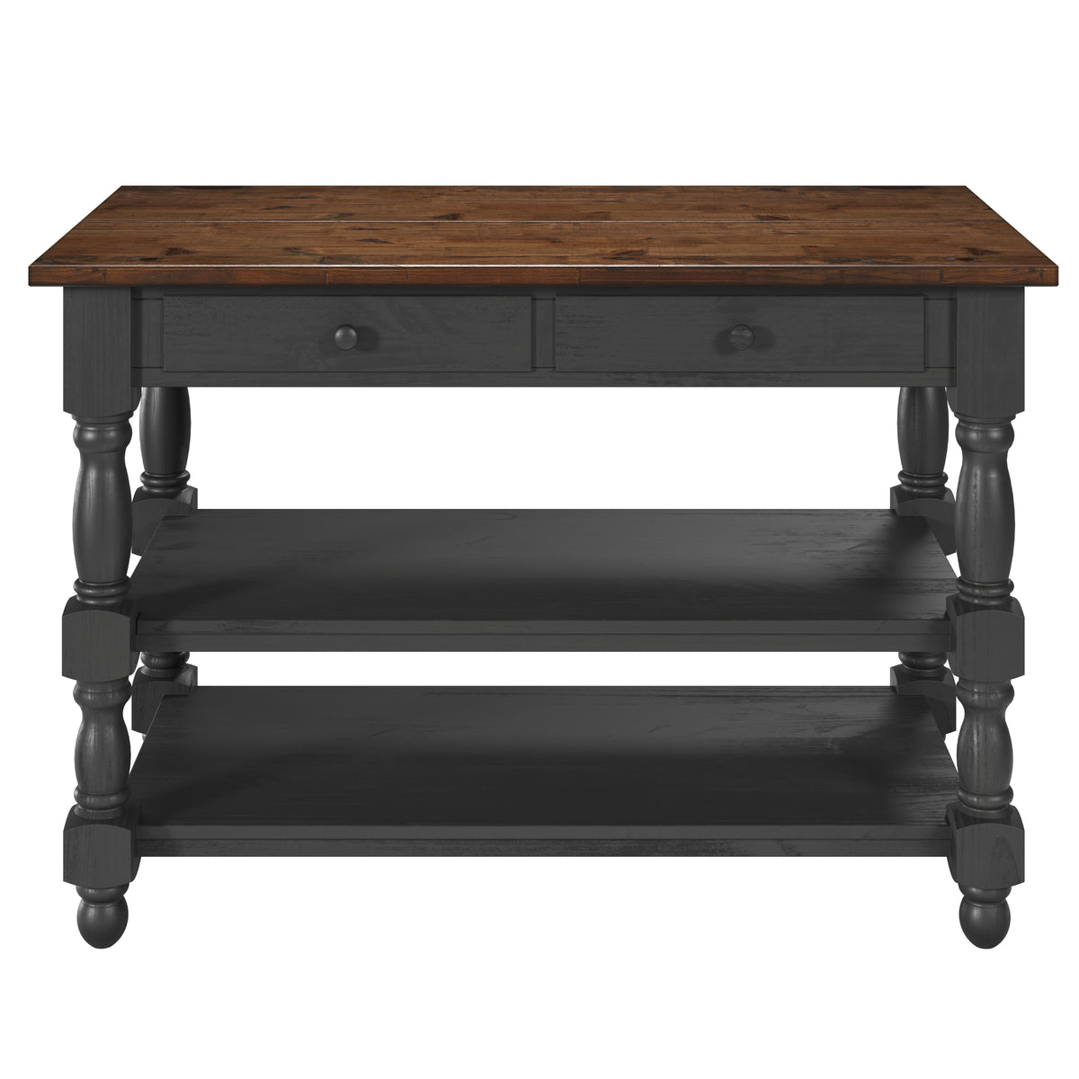 Wood Kitchen Island  2 Drawers 2 Shelf Black | Furniture Dash