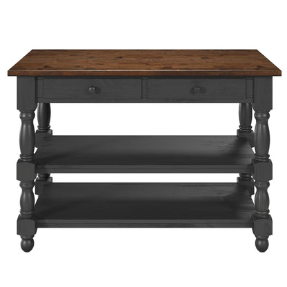 Wood Kitchen Island  2 Drawers 2 Shelf Black | Furniture Dash