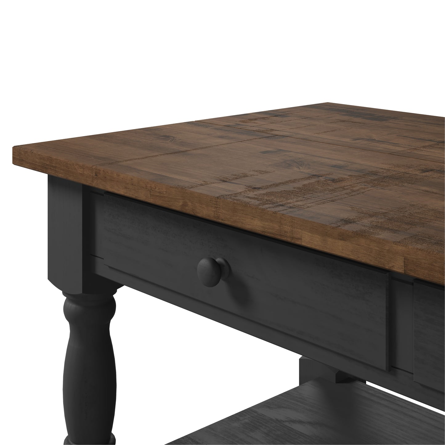 Wood Kitchen Island  2 Drawers 2 Shelf Black | Furniture Dash