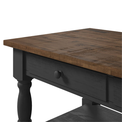 Wood Kitchen Island  2 Drawers 2 Shelf Black | Furniture Dash