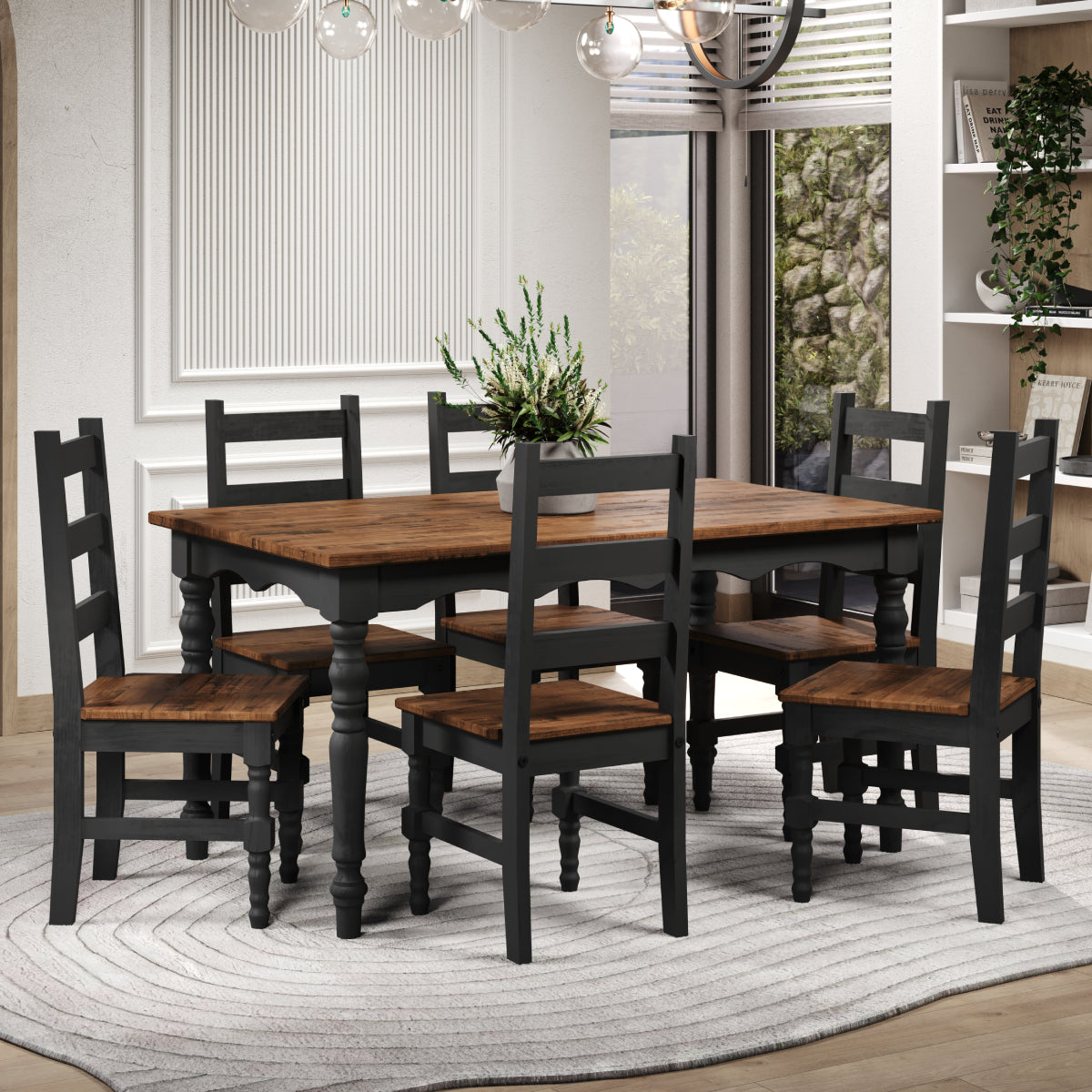 Solid Wood Dining Chair (Set of 2) Harvest Black | Furniture Dash