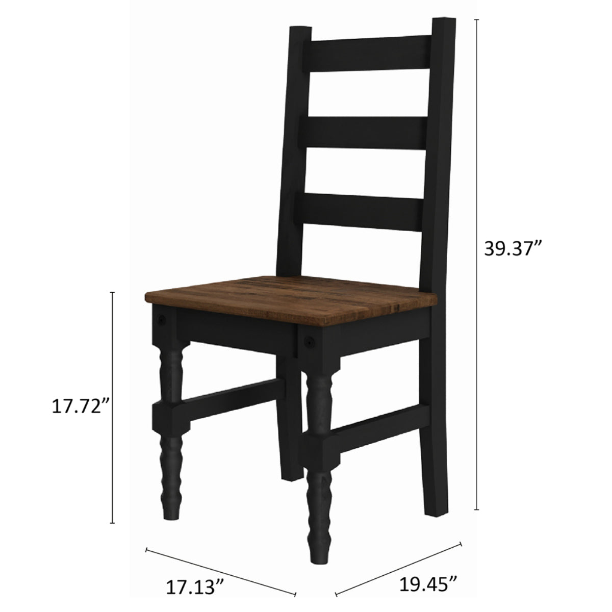 Wood Dining Set Table and 4 Chairs Harvest Black | Furniture Dash