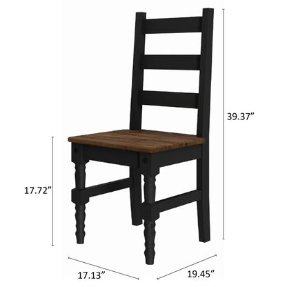 Wood Dining Set Table and 4 Chairs Harvest Black | Furniture Dash