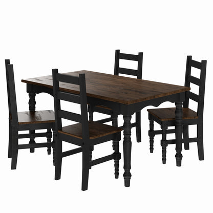 Wood Dining Table Harvest Black | Furniture Dash