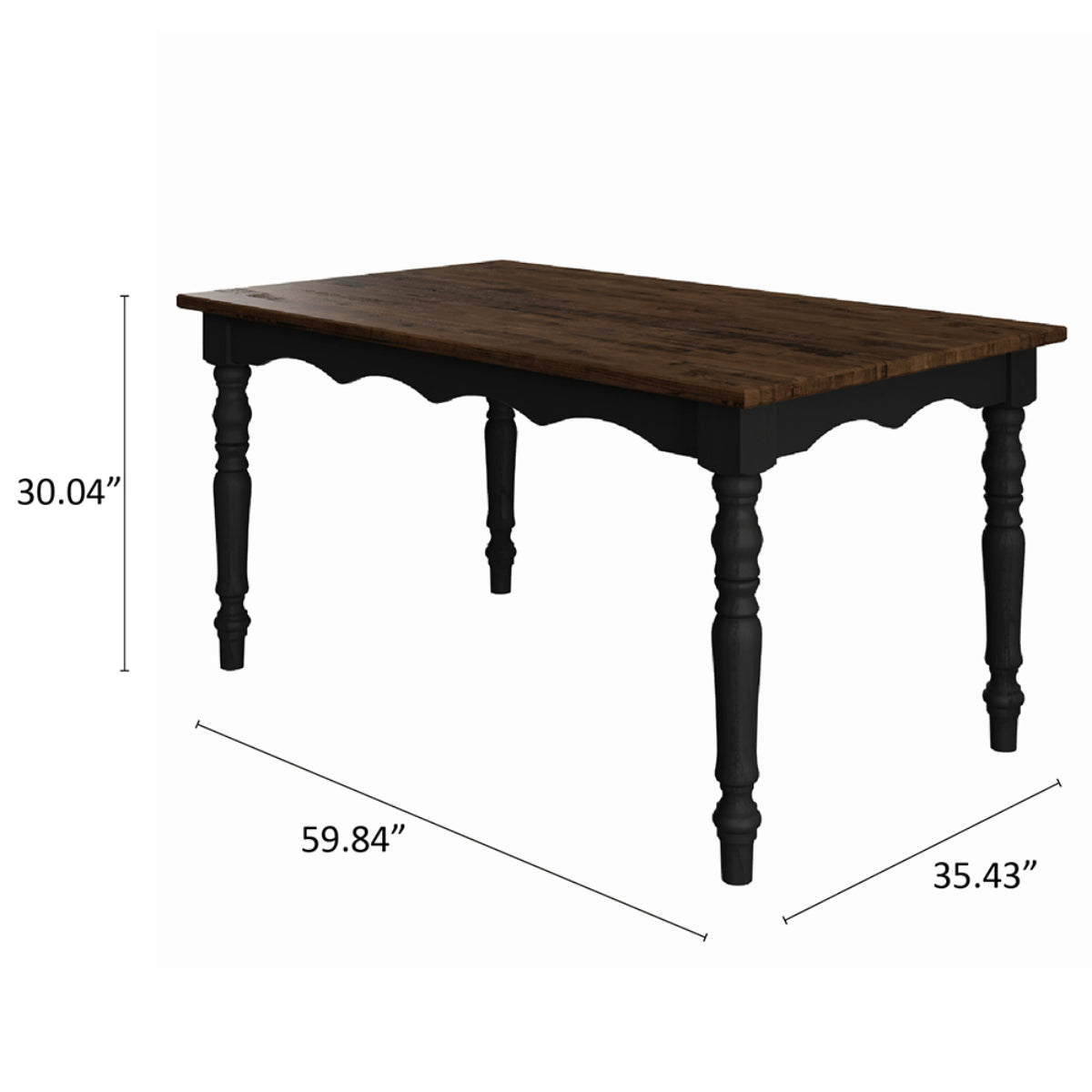 Wood Dining Table Harvest Black | Furniture Dash