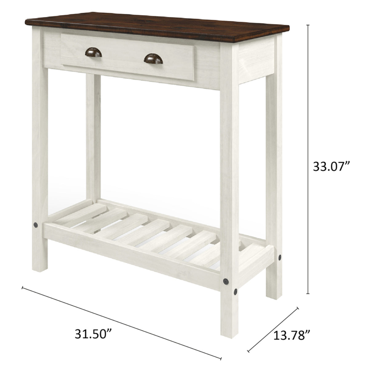 Wood Hall Table Console 1 Drawer Harvest White Distressed | Furniture Dash