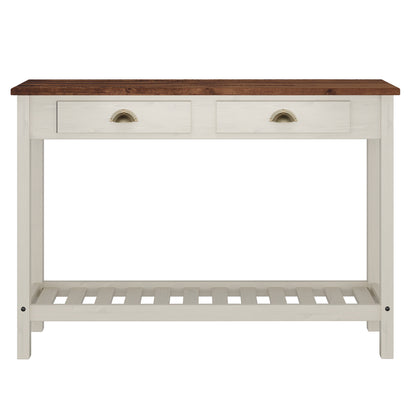 Wood Hall Table Console 2 Drawers Harvest White Distressed | Furniture Dash