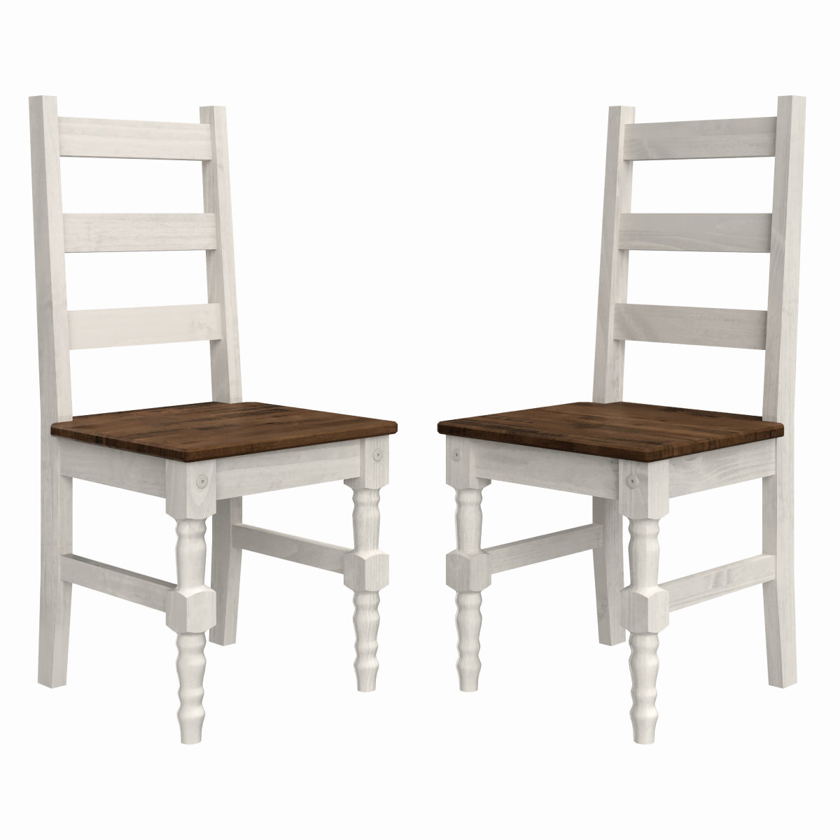 Solid Wood Dining Chair (Set of 2) Harvest White Distressed | Furniture Dash