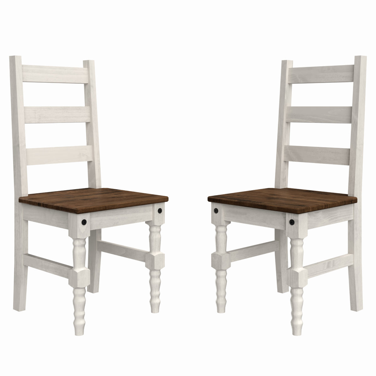 Solid Wood Dining Chair (Set of 2) Harvest White Distressed | Furniture Dash