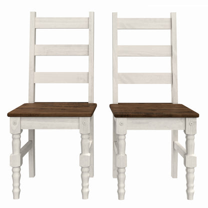 Solid Wood Dining Chair (Set of 2) Harvest White Distressed | Furniture Dash