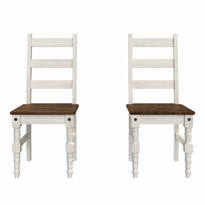 Solid Wood Dining Chair (Set of 2) Harvest White Distressed | Furniture Dash