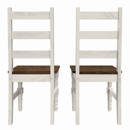 Solid Wood Dining Chair (Set of 2) Harvest White Distressed | Furniture Dash