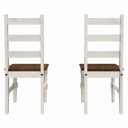 Solid Wood Dining Chair (Set of 2) Harvest White Distressed | Furniture Dash