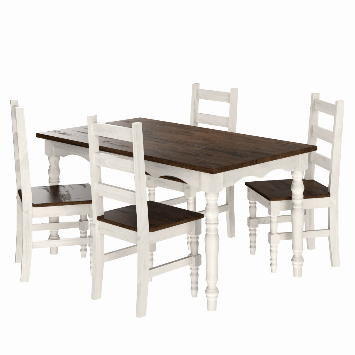 Solid Wood Dining Chair (Set of 2) Harvest White Distressed | Furniture Dash