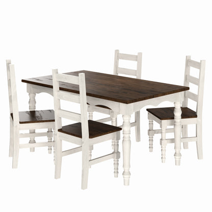 Solid Wood Dining Chair (Set of 2) Harvest White Distressed | Furniture Dash