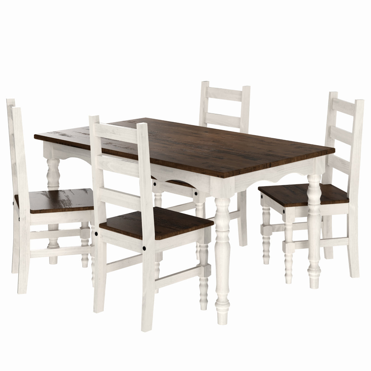 Solid Wood Dining Chair (Set of 2) Harvest White Distressed | Furniture Dash