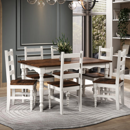 Solid Wood Dining Chair (Set of 2) Harvest White Distressed | Furniture Dash