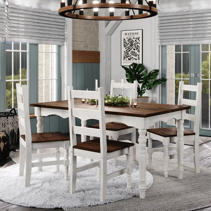 Solid Wood Dining Chair (Set of 2) Harvest White Distressed | Furniture Dash