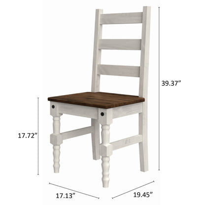 Solid Wood Dining Chair (Set of 2) Harvest White Distressed | Furniture Dash