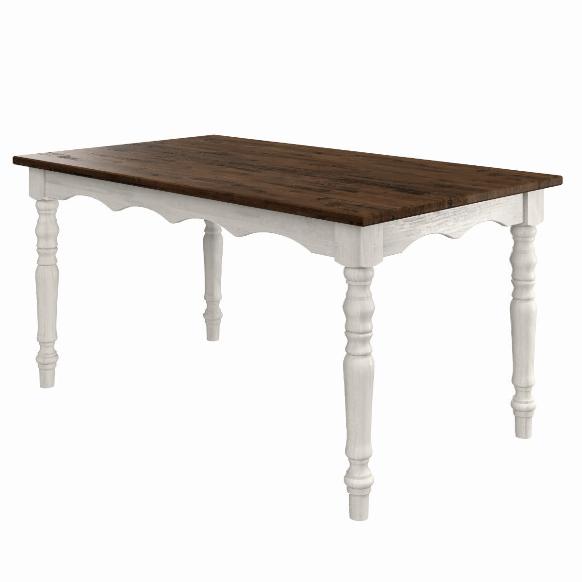 Wood Dining Table Harvest White Distressed | Furniture Dash