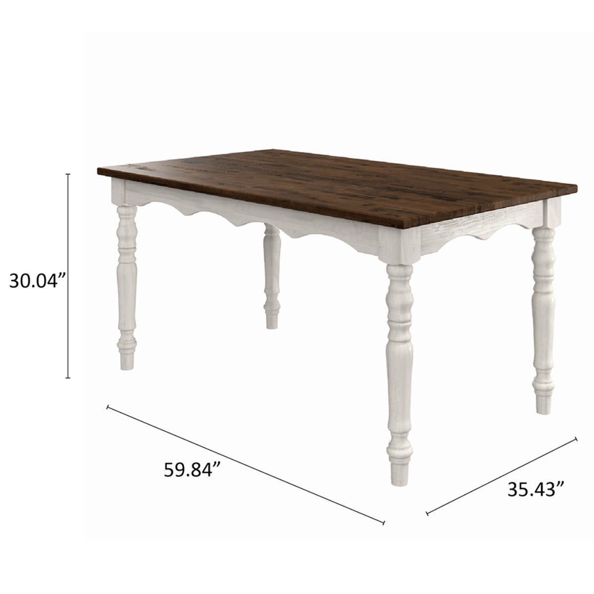 Wood Dining Table Harvest White Distressed | Furniture Dash