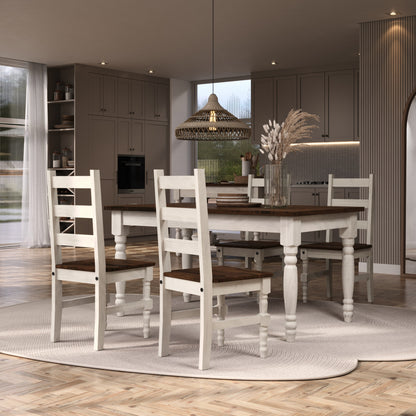Wood Dining Table White Distressed | Furniture Dash