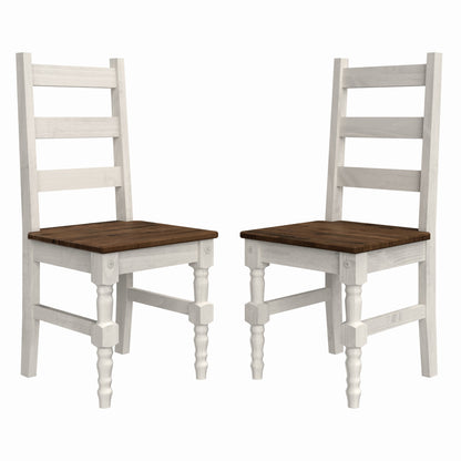 Wood Dining Set Table and 4 Chairs Harvest White Distressed | Furniture Dash