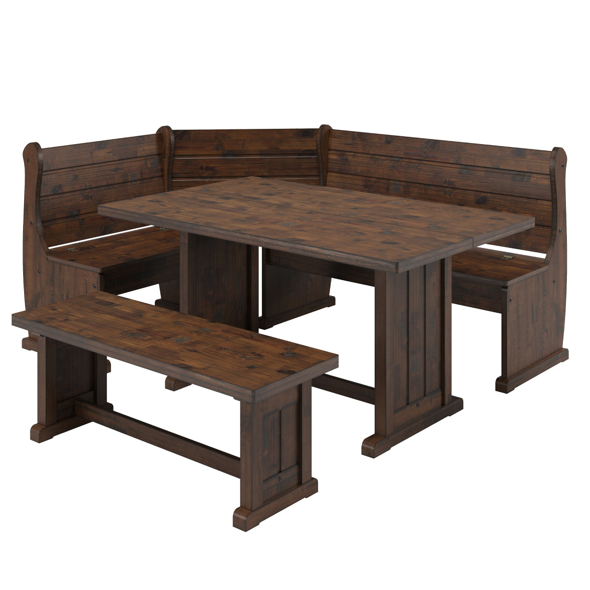 Corner Dining Set Harvest Walnut Distressed | Furniture Dash