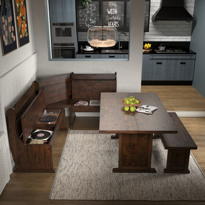 Corner Dining Set Harvest Walnut Distressed | Furniture Dash