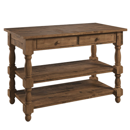 Wood Kitchen Island 2 Drawers 2 Shelf Walnut | Furniture Dash