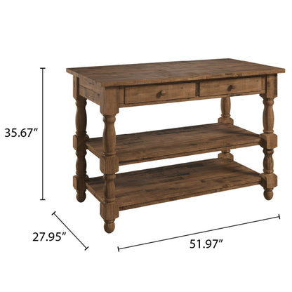 Wood Kitchen Island 2 Drawers 2 Shelf Walnut | Furniture Dash