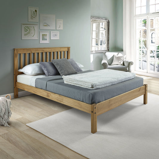 Wood Slatted Full Double Size Bed Corona | Furniture Dash