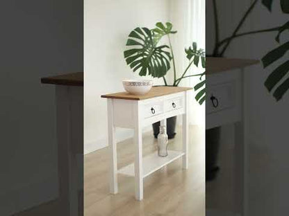Wood Hall Table Console 2 Drawers Corona Snow | Furniture Dash