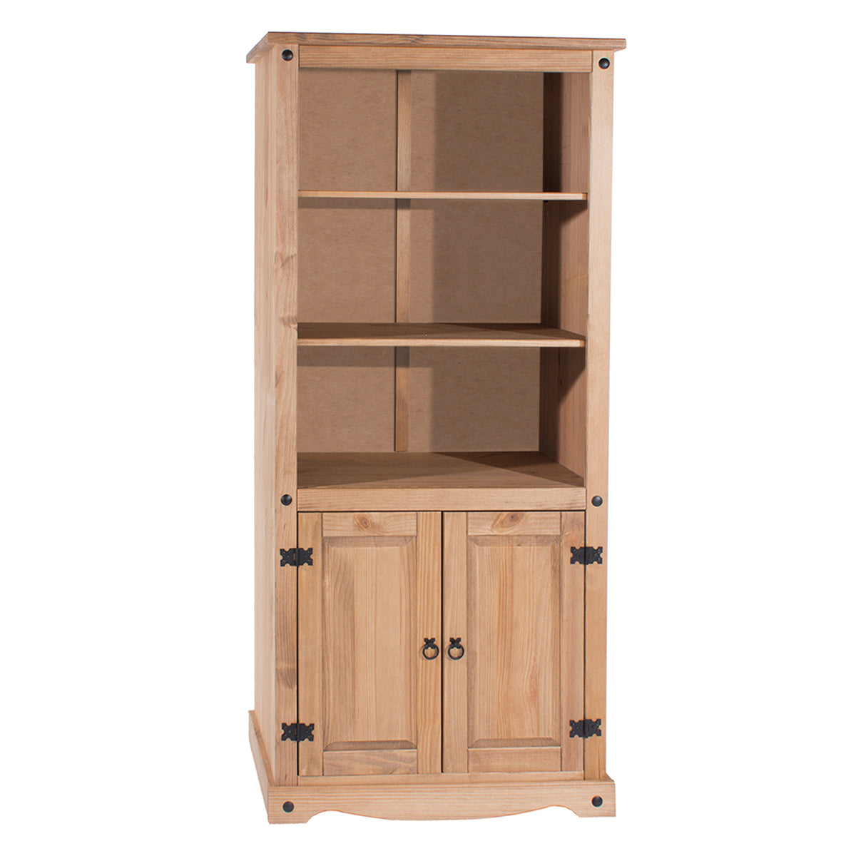 Wood Bookcase Library With Doors Corona | Furniture Dash