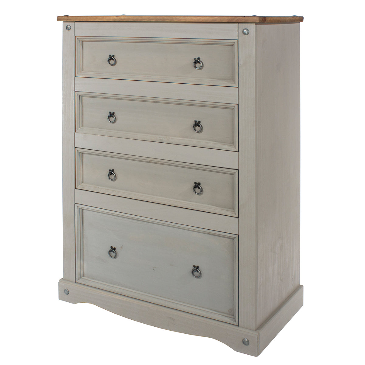 Wood Dresser 4 Drawers Chest Corona Gray | Furniture Dash